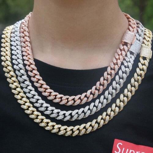 Ice shining CZ Miami Cuba chain necklace hip hop jewelry