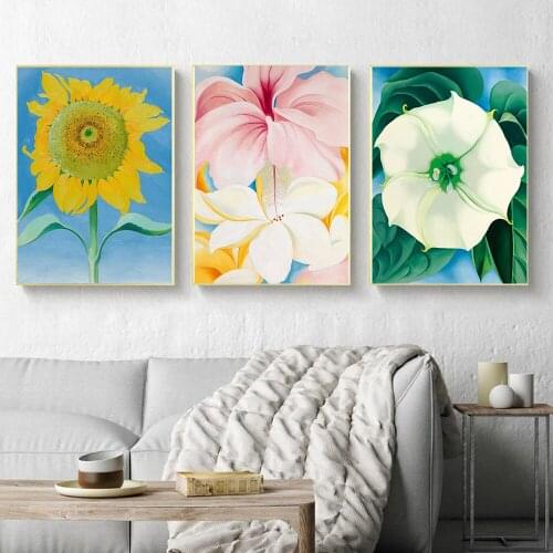5D Diamond Painting Morning Glory Sunflower Iris Georgia O'keeffe Exhibition Poster Wall Art Pictures for Living Home Decor Gift