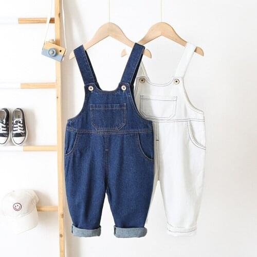 Toddler Baby Jumpsuits Korean Casual Pocket Denim Overalls for Girl Boy Autumn Unisex Kids Loose Trousers 1 2 3 Y Boys Overalls