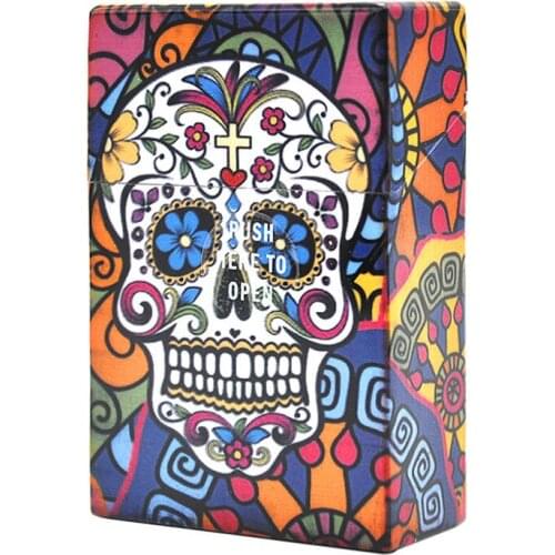 Creative Tobacco Smoke Case Pocket Size Smoking Holder Skull Butterfly Pattern Portable Cigarette Cigar Storage Case Container