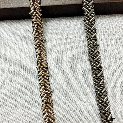 5yards Beaded Lace Trim Vintage Beading Lace Ribbon Fabric For Wedding Dress Belt DIY Collar Sewing Garment Headdress Materials