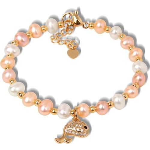 Fashion Natural Freshwater Pearl Bracelets Pearls Fish Charms Bangles Women Female Jewelry Adjustable Bracelets Wedding Gift