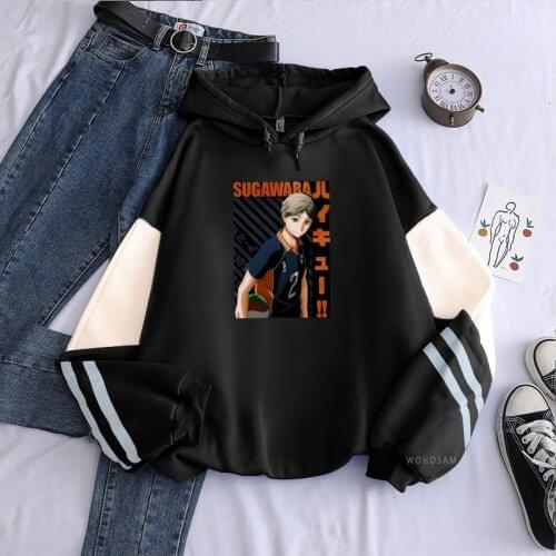 Harajuku Anime Haikyuu Sugawara Koushi Poster Men/women Hoodies Cartoon Streetwear Men Casual Oversized Long Sleeve Sweatshirts