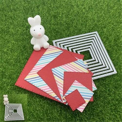 7 Piece Set Square Rectangular Hand Embossed Album Card Scrapbook DIY Manual Decoration Metal Cutting Mould