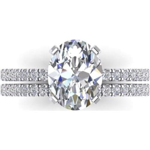 Carofeez 2pcs/set Simple Crystal Zircon Ring Set For Women Jewelry Luxucy Engagement Wedding Band Fashion Women Rings