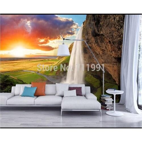 Custom photo wallpaper papel DE parede forest falls to the sitting room sofa setting wall vinyl bedroom which wallpaper