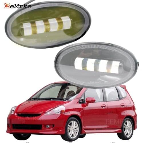 2x Cut-Line Lens Front Full LED Fog Lights White + Yellow Color Foglamp for Honda Fit Sport North America (GD) 2007 2008