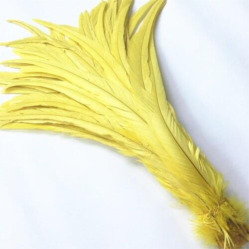 50PCS Natural Yellow Rooster Coque Tail Feathers 35-40CM/14-16" Rooster Feather for Crafts Wedding Feathers Decoration Plumas