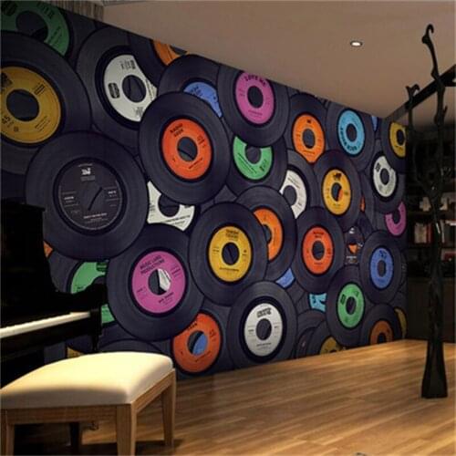 Custom Electronic Technology nostalgic backdrop 3D wallpaper murals Bar KTV box decorated 3D wallpaper 3d puzzle CD