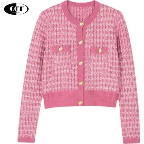 Korean Casual Fashion Chic Woman Tops Sweet Sweater Cardigan Spring Autumn Elegant Long Sleeve Traf Ladies Clothed Knitted Tops