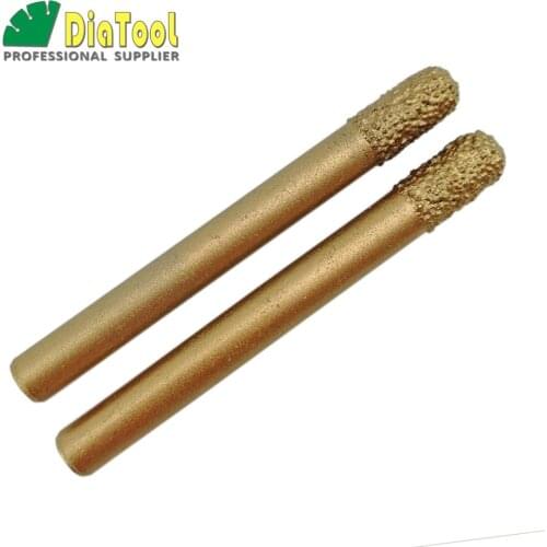 SHDIATOOL 2pcs 6/12mm CNC STONE Engraving Bits /CNC Tool, Stone Carving Tools, Cylinder Ball-end Cutter, Diamond Burrs, End Mill