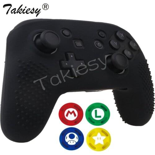 5 in 1 Silicone Case for Nintendo Switch Pro Anti-Slip Soft Controller Skin for Nintend Switch NS NX Pro with 4PCS Thumb Caps