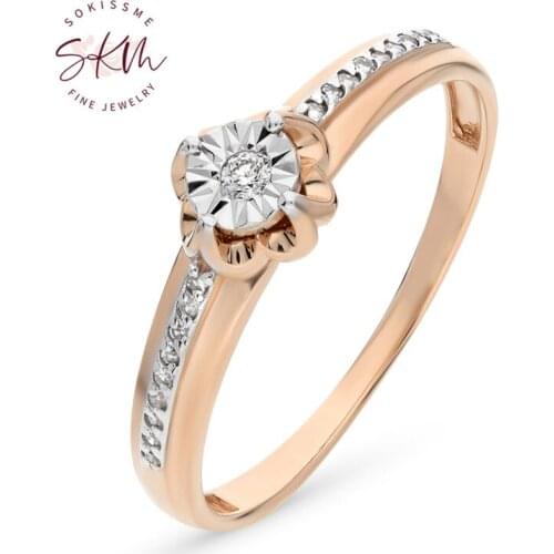 SKM Classic Solid 14k 18k diamond rings for women Diamond Trendy wedding ring Luxury Fine Jewelry