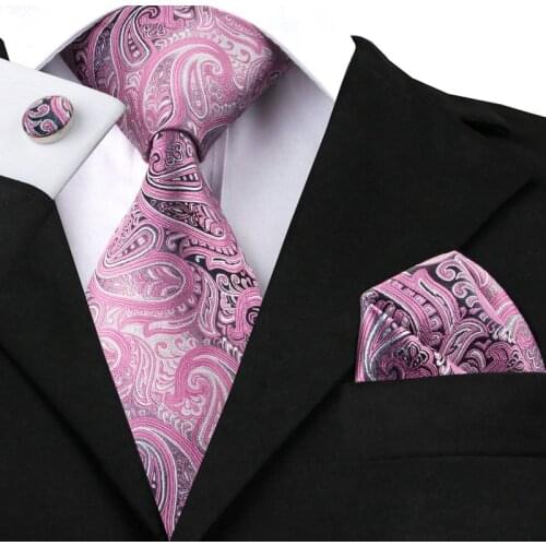 SN-1571 New Arriving Colourful Paisley Neck Tie Pocket Square Cufflinks Set High Quality Silk Fabric Mens Tie Wholesale Price