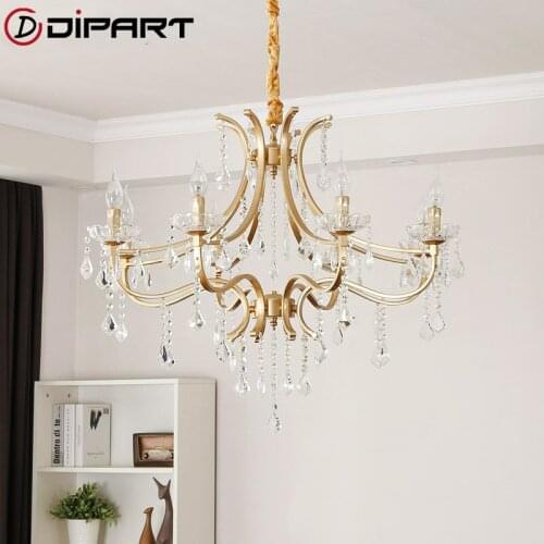 Modern Nordic LED Crystal Chandeliers Vintage Gold Chandelier Hanging Lamp For Living room Bedroom Study Kitchen Dining room