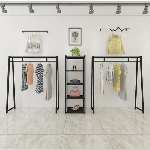 Tieyi Retro Clothing Shop Exhibition Rack, Golden Mens and Womens Hanging Rack Exhibition Rack, European Landing Clothes