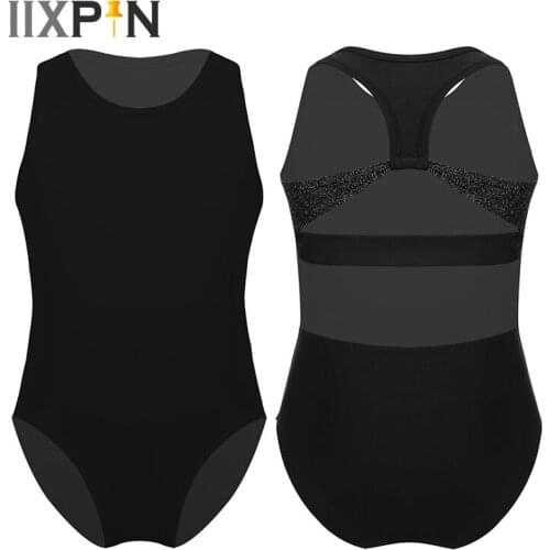 IIXPIN Ballet Leotards Dance Kids Girls Sleeveless Round Neck Racer-Back with Cutouts Ballet Dance Gymnastics Leotard Jumpsuit