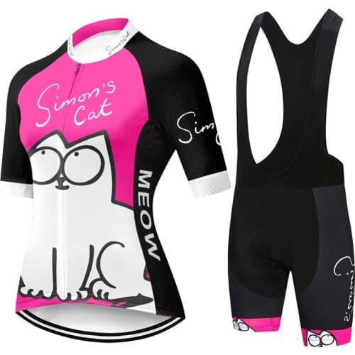 SPEED PEAK Cat Cycling Jersey Suit Woman clothes 2021 Bicycle shorts clothing Red Short Sleeve Set Mtb Cat Equipment Bike
