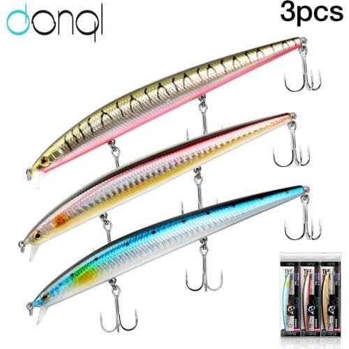 DONQL 3Pcs Wobblers ArtificialMinnow Fishing Lure 9.5cm 11cm 13.5cm 14.5cm Floating Sinking Bait Hard bbler Crankbait Artific