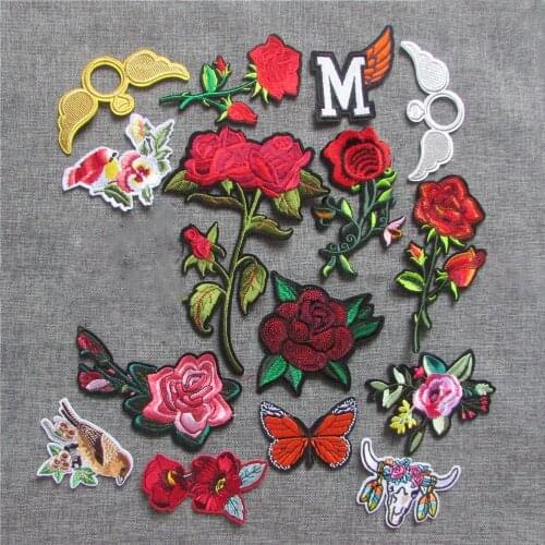 High quality 2016 year different style bird patter hot sell hot melt adhesive applique embroidery patches stripes DIY accessory