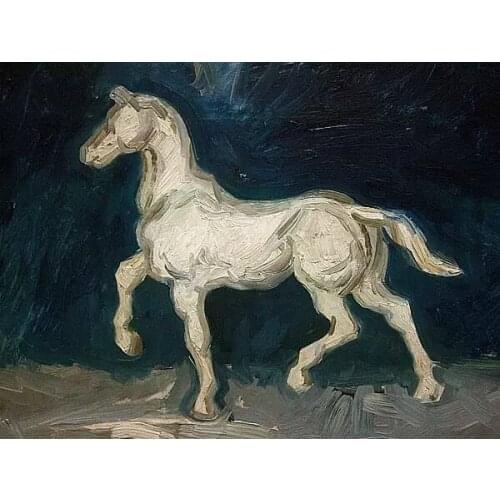 Vivid White Horse Art Vincent Van Gogh Painting Collection Retro Vintage Kraft Poster Canvas Painting Wall Sticker Home Decor