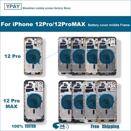 For iPhone 12pro promax Battery Back Cover + Middle Chassis Frame + SIM Tray + Side Key Parts Rear Housing Case Assembly