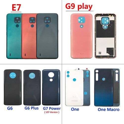 20Pcs Back Battery Cover Rear Glass tampa traseira For Moto One / G6 Plus / G7 Power / One Macro / G9 Play E7 With Glue Adhesive