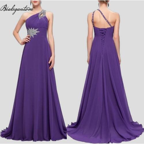 Bealegantom Gradient Chiffon Prom Dresses 2021 One Shoulder Beading Long Ombre Vintage Evening Party Gown Robes De Soiree PD1262