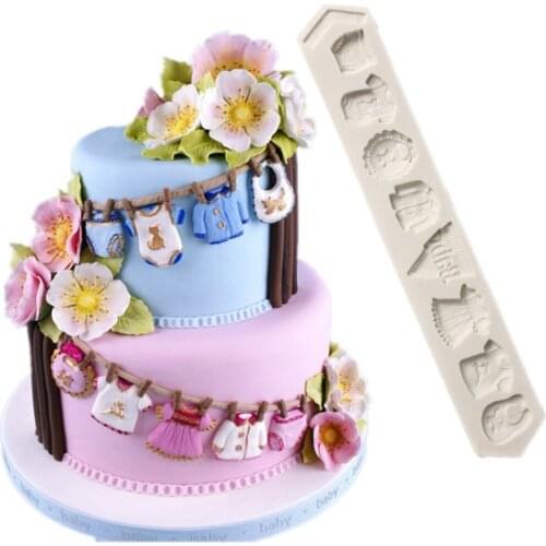 1pc 3D Baby Clothes Shower Silicone Mould Fondant Kitchen DIY Cake Decorating Tools For Chocolate Baking Tools
