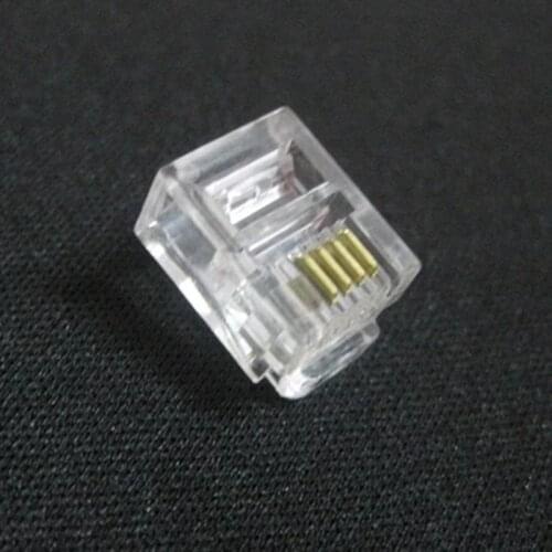 100pcs/lot RJ11 Connector 6P4C Modular Plug Plated Network Connector Crystal Head