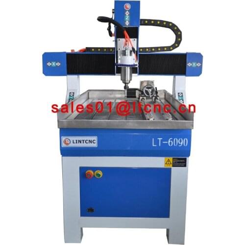 2.2kw water cooling spindle mini cnc metal engraving machine, wood cnc router 6090 4 axis