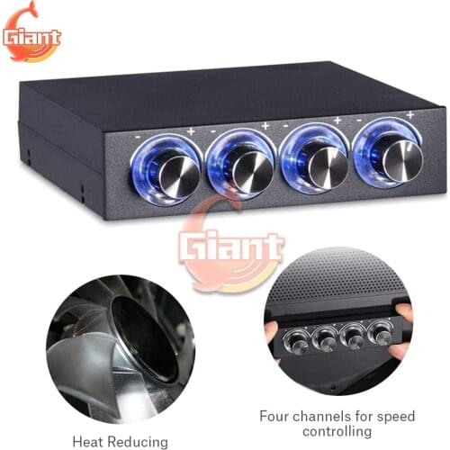 3.5" HDD PC CPU Gear Fan Speed Controller 4 Channel w/ LED Control 4 Sets PC Computer Fans GDT Controller And CPU HDD VGA 5-12V