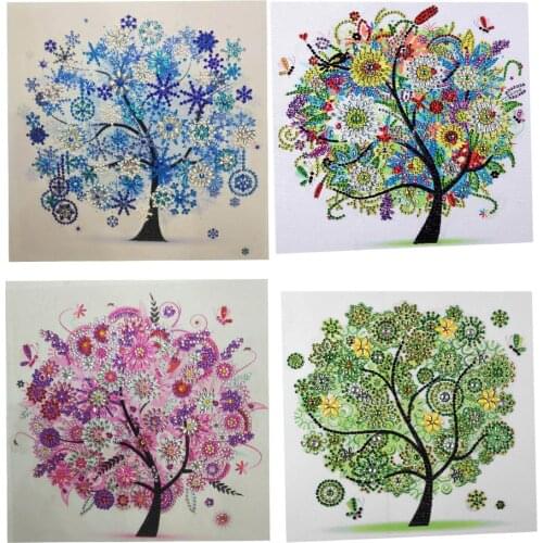 4pcs 5D Diamond Painting Special Shaped Drill DIY Handicraft Needlework Mosaic Crafts - Four Trees Pictures