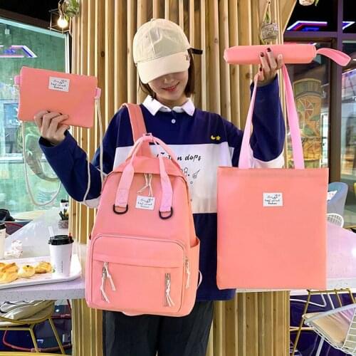 4 Pcs Set Waterproof Teen Girls Student School Bags Women Backpacks Nylon Backpack for Ladies Bags Casual Female School Backpack