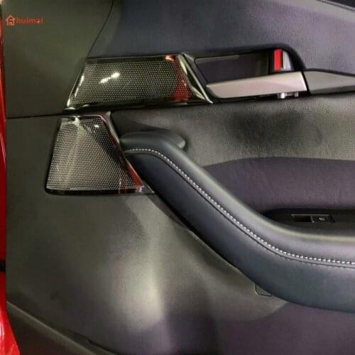 Car Sticker Door Stainless Steel Inside Audio Speak Trumpet Sound Cover Ring Circle Trim 8Pcs For Mazda CX-30 CX30 2020 2021