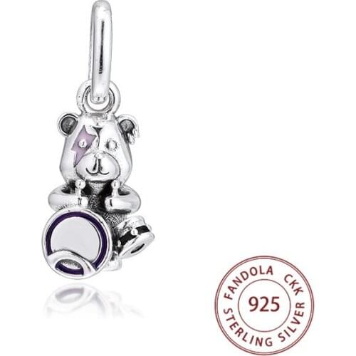 Genuine 925 Sterling Silver Theodore Bear Punk Band Charms Beads for Jewelry Making Fits Europe Bracelet Women DIY Jewellery