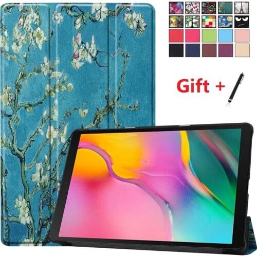For Samung Galaxy Tab A 10.1 2019 Case Trifold Stand PU Leather Tablet T510 T515 SM-T510 SM-T515 Protective Case free pen+ Film