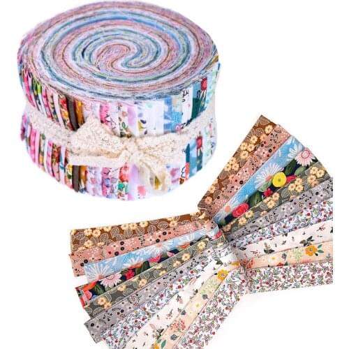 Dailylike 50 Pcs Cotton Fabric Quilting Strips Jelly Roll With Different Patterns Sewing Cotton Assorted Fabric Long Cotton Tape