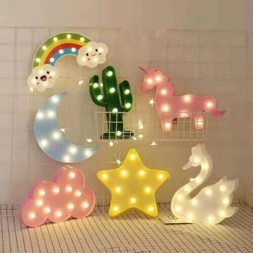 Kids Baby Bedroom Decor Cloud Star Moon LED Night Light Baby Children Room Decor Bunny Cloud Night Light Decoration No Batteries