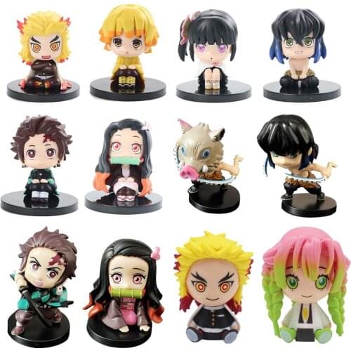 Anime Figure Demon Slayer Figures PVC Kimetsu No Yaiba Model Dolls Nezuko Zenitsu Tanjirou Giyuu Collection Cartoon Kid Toy Gift