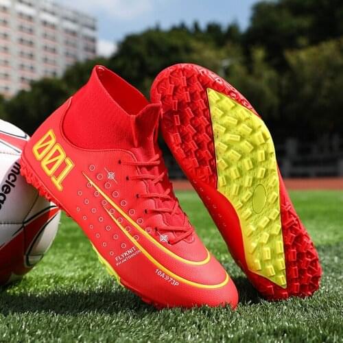 Indoor Football Boots Men Turf Cleats Soccer Shoes Professional Football Shoes High Ankle Trainers Sneakers Chuteira Futelbol