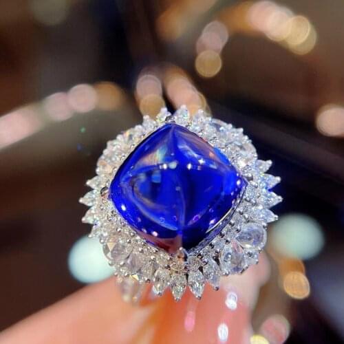 H326 Tanzanite Ring Fine Jewelry Pure 18K Gold Natural Tanzanite Gemstones 9.95ct Diamonds Female Anniversary Gift Fine Rings