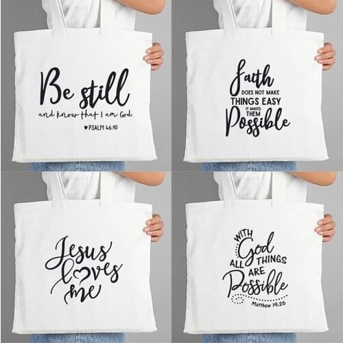Women Canvas Shopper Bags Way Maker Miracle Worker My God Faith Christian Femlae Tote Bag Religious Hope Love Print Handbag