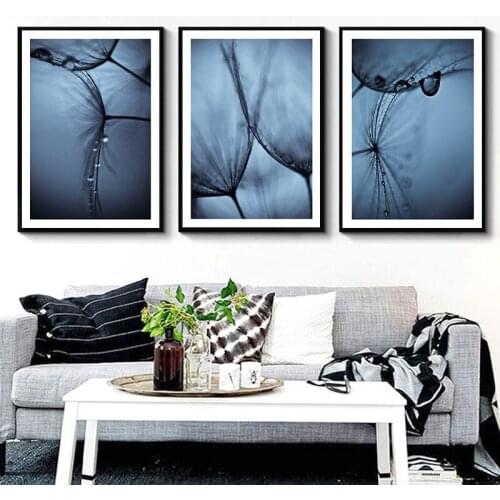 Nordic Minimalist Art Canvas Painting Poster Blue Raindrops Dandelion Print Wall Art Picture For Living Room Home Decor SQ03