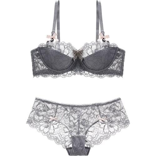 Brand Bra Sets For Women Push-up Push up See Through Lace Bra & Cheeky Sets Sexy Underwear Ladies Bralette Lingerie 90C 90D