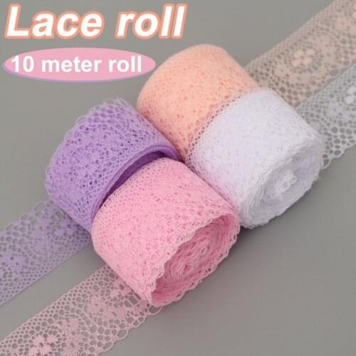 10.9 Yards Lace Ribbon 4cm Wide Non-Elastic Lace Burlap Rolls Embroidery Decoration for Sewing Wrapping Wedding NW