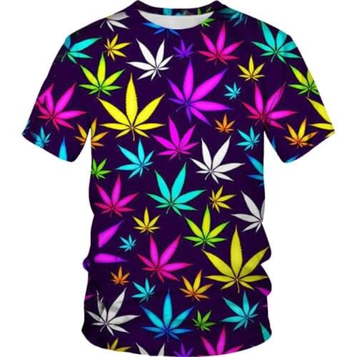 Summer clothes natural weeds t-shirt cool fresh leaves printed 3D t-shirts round neck tops for men Quick-drying T-shirt unisex