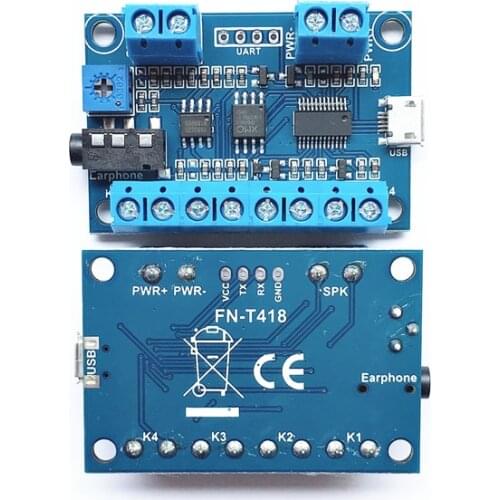 Multifunctional MP3 Audio Module with 4 Button Trigger Inputs Programmble MP3 Module with 8MBytes SPI Flash Memory