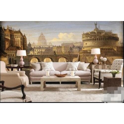 3d wallpaper custom mural non-woven 3d room wallpaper Castel SantAngelo oil painting in Rome photo 3d wall mural wallpaper