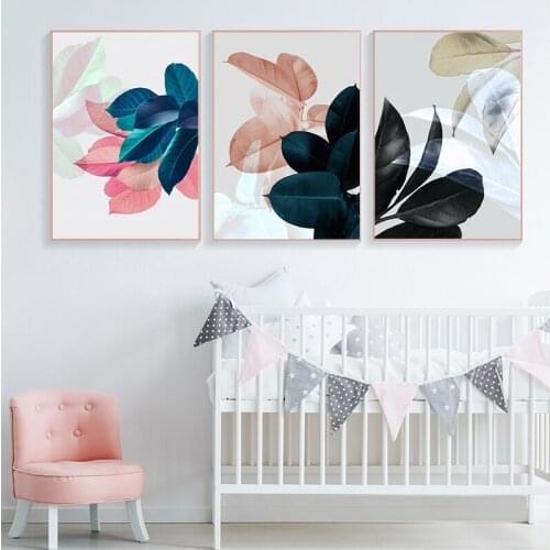 Colorful Leaves Wall Pictures for Living Room Home Decoration Nordic Plants Wall Art Canvas Painting s and Prints